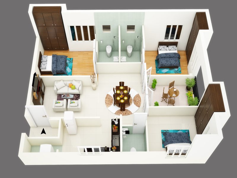 Furnished Floor Plan — 3D Shadow