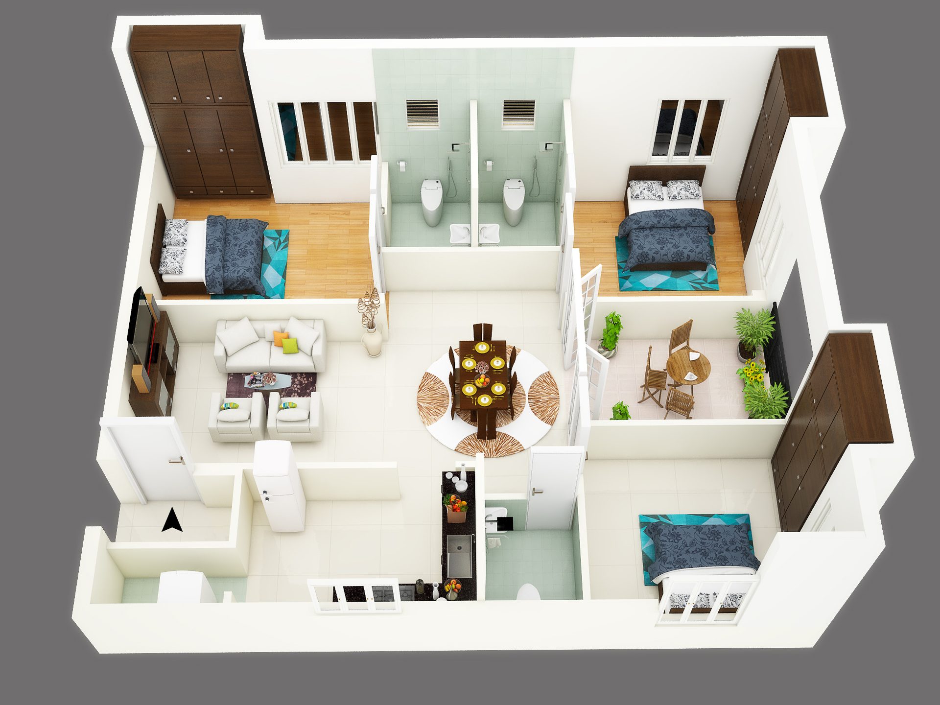 3D floor plan render